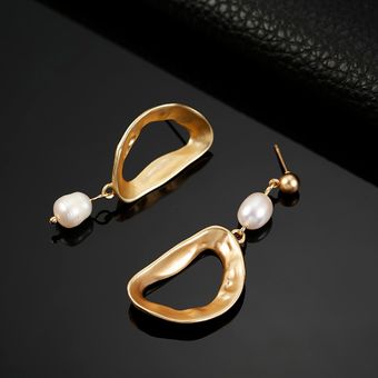 Oro Joyas De Moda Pendientes Asimétricos Perlas Pendientes 