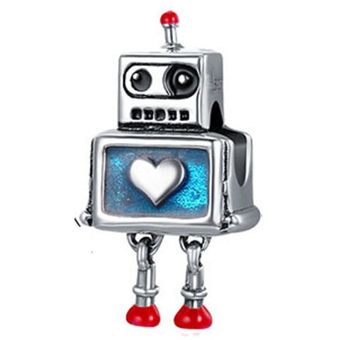 2021 925 Robot De Plata Esterlina Niña Niño Corazón Estrella 