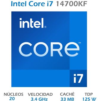 Procesador Intel Core I7-14700KF 14TH 3.40 GHZ 33MB LGA1700
