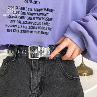 Cinturón transparente con hebilla para mujer correa con broche de r 