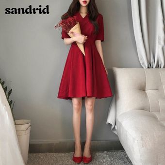 Vestido de talla grande para mujer,vestido rojo para mujer con cuello de pico de fiesta,vestidos elegantes ajustados de oficina para M-4XL #Black 
