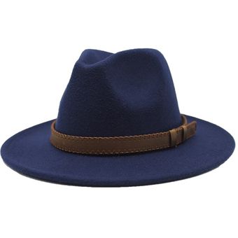 sombrero Fedora de lana para hombre  sombreros de Jazz de color caqu 