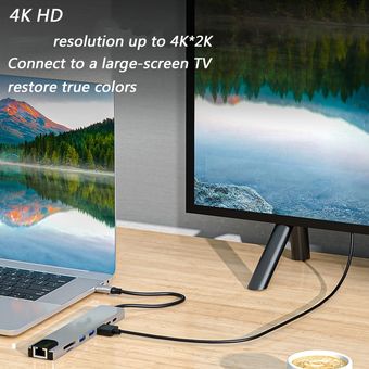 C concentrador a 4K HDMI compatible con Usb C Dock Converter Rj45 