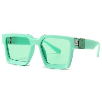 Marca verde gafas de sol cuadradas diseñadores de lujomujer 