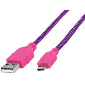 MANHATTAN - CABLE USB V2.0 A-MICRO B 1.8M TEXTIL ROSA/MORADO
