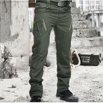 #IX9 Khaki Pantalones militares de combate para hombre,pantalón táctico de cintura elástica con múltiples bolsillos,ropa ajustada para correr 