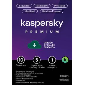 Kaspersky Antivirus Premium 2023 Key 1 Año 10 Dispositivos...
