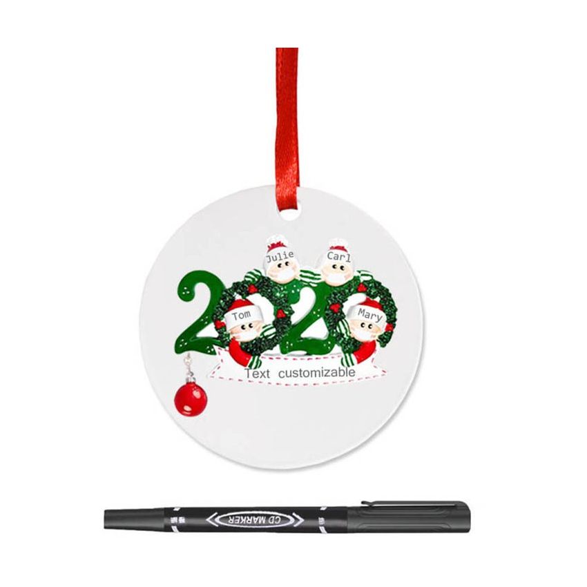 Colgante personalizado Adornos de Navidad Mini Linda Muñeca Decoración Colgante con número 2020 Adornos navideños
