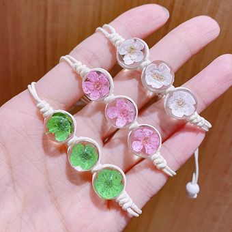 Mujer Niña Linda Y Colorida Pulsera De Vidrio Seco Elegante 