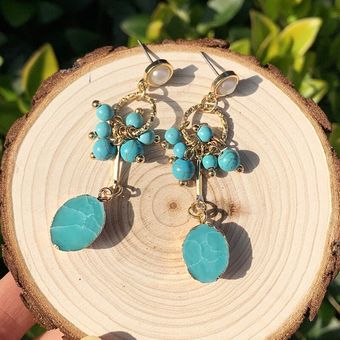 Komi Pendientes Geométricos Azules De Verano De Corea Del De 