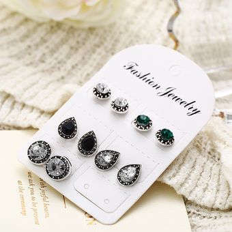 5 pares de trajes de moda para mujer Pendientes vintage PLATA 1 JUEGO 
