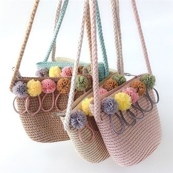 bolsos de playa bohemios de verano bolsos de lujo para mujer bolsos de paja con flores hechos a mano para mujer #Khaki 