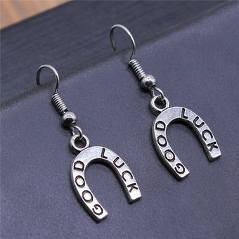 Retro Lucky Horseshoe Collantes Colgadores Niñas Pendientes 
