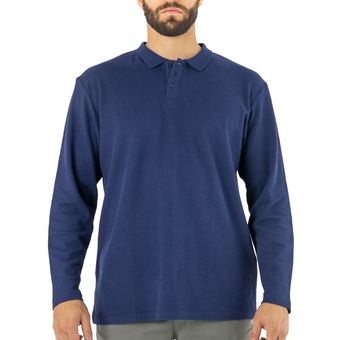 Polera Pique Manga Larga Azul Hardwork 