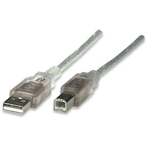MANHATTAN - CABLE USB V2.0 A-B 3.0M, PLATA