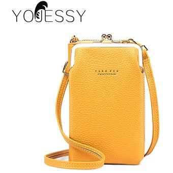 bandolera amarilla para mujer #H2107 PURPLE Bolso de piel sintética con bolsillo para teléfono móvil bolso bandolero 
