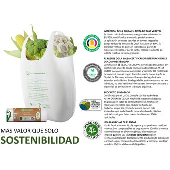 Bolsas compostables para productos agrícolas, Compostable y sostenible