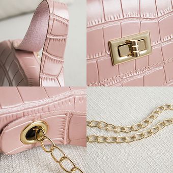 #1 Bolsas de lujo con cadena rosa Bolso cruzado con patrón de cocodrilo para Mujer Bolsas de mensajero de hombro 