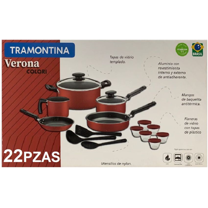 Bateria Tramontina 32200/261 de cocina Verona de 22 pz