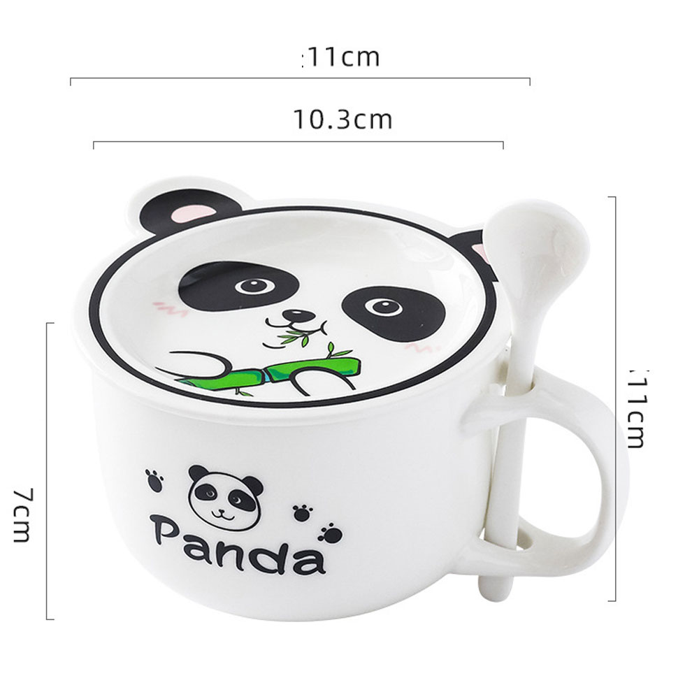 Taza de Cerámica para Café con Cuchara y Tapa Diseño de Oso Panda