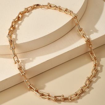 Tocona Punk Gold Silver Color Alloy Heavy Metal Thick Clavicle Chain Choker Necklace for Women Tren 