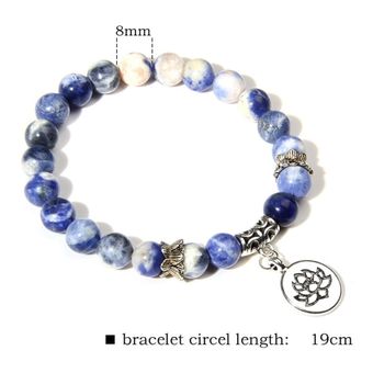 Pulsera De Cuentas De Piedra Natural Mate De Polvo Azul De Pulsera De Cuentas De Piedra Natural Mate De Polvo Azul De