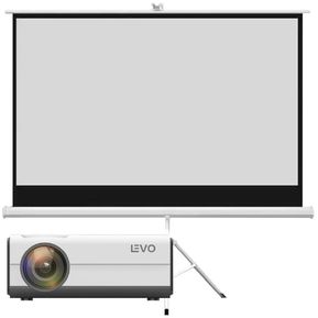 Telón Mural Proyector 80 pulgadas + Proyector HD LCD Levo