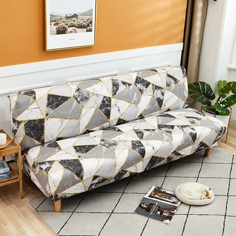 #QAN Funda de sofá plegable a cuadros de licra,sin reposabrazos,geométrica,envolvente,elástica,para cama,talla S,M y L 