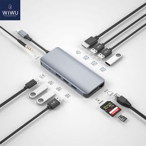 WIWU Adaptador USB-C 12 En 1（USB、HDMI、RJ45、SD、TF�...