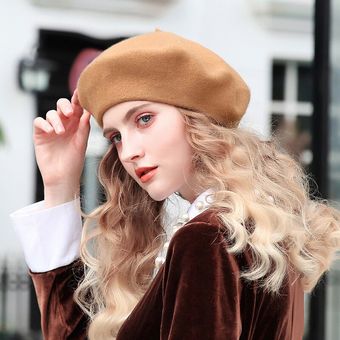 Sombreros de boina de lana para mujer  sombrero francés de Color sól.. 