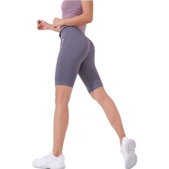 #Purple Pantalones cortos deportivos sin costuras con letras para mujer,Shorts elásticos ajustados 