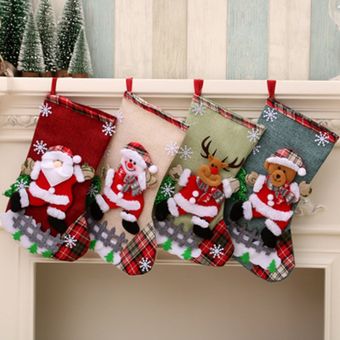 Navidad Medias colgantes decoración decorativo Calcetines grandes botas de lino colorido árbol de Navidad El viejo colorido 