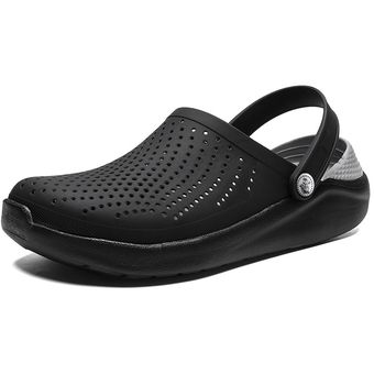 playa color negro 2021 calzado de verano Sandalias para hombre zuecos de goma estilo  litride suela plana 