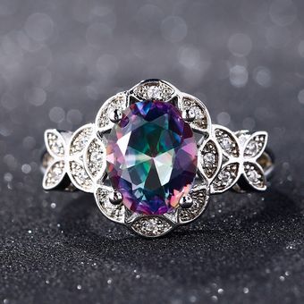 Bague Ringen Genuino 925 Anillo De Bodas De Topacio De Arco 
