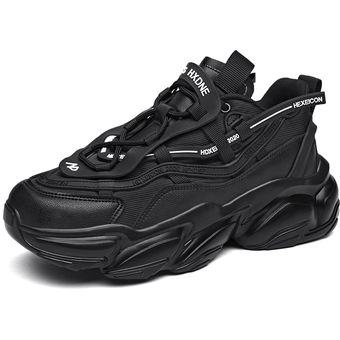 black#Zapatillas deportivas de suela gruesa para hombre y mujer zapatos informales de plataforma Unisex 