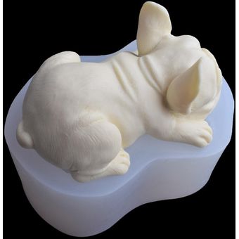 Molde de silicona para jabón de Bulldog francés  modelo de chocolate animal  herramienta para hornear pasteles  utensilios para hornear 