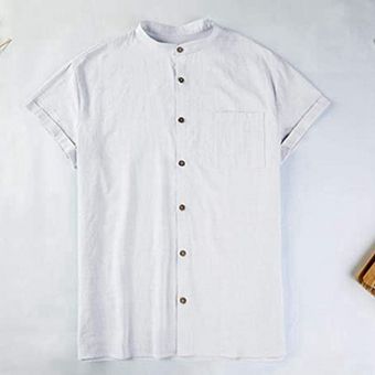 #Style 1 Color 7 camisas de manga corta de lino para hombre,camisas 