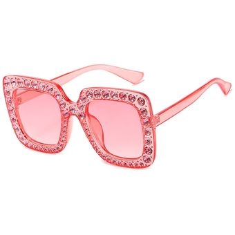 Gafas de sol de diamante cuadrado de cristal con gafas demujer 