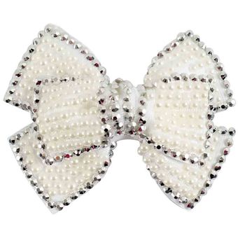 Boutique de pelo diadema en forma de lazo dulce chicas blanco de diamantes de imitación diadema niños regalos accesorios para el cabello 