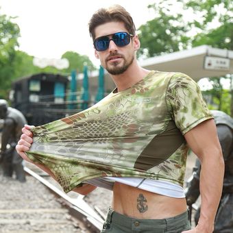 para caza escalada Camisa de camuflaje para hombre ejército militar ropa de acampada senderismo de secado rápido 