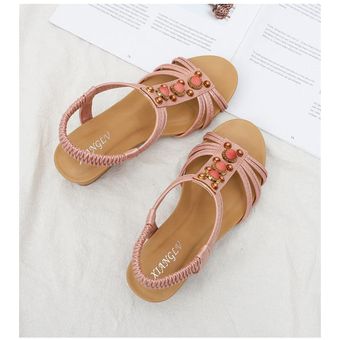 Sandalias de suela gruesa con pendiente para mujer Pink 