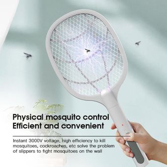Raqueta matamosquitos de 3000V y 1200 mAh recargable vía USB exter 