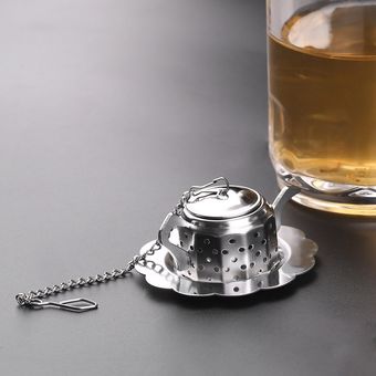 Bandeja Acero inoxidable tetera de té Infuser especias Tamiz bebida a base de plantas Filtro Bandeja Acero inoxidable tetera de té Infuser especias Tamiz bebida a base de plantas Filtro