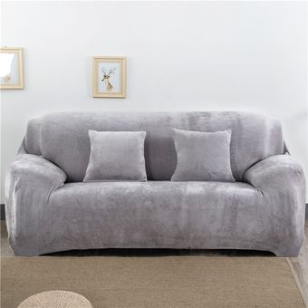 #Light Blue Fundas elásticas de felpa gruesas para sofá,fundas de muebles de esquina seccionales para sala de estar,de Color sólido de 1234 asientos 