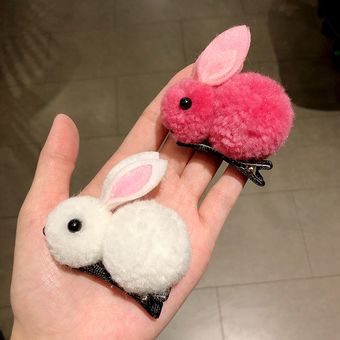 Diadema colorida de conejo de peluche para niña accesorios para el cabello Clip para el pelo banda elástica para el pelo horquilla coletero 