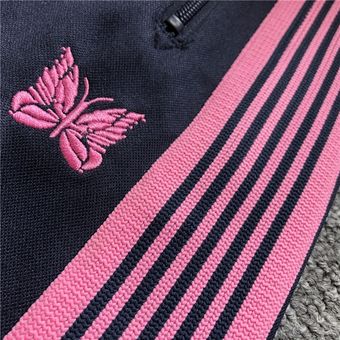 pantalones de chándal con agujas a rayas para hombre y mujer,pantalones de chándal con bordado de mariposa,alta calidad,1:1 #9 pantalones de chándal con agujas a rayas para hombre y mujer,pantalones de chándal con bordado de mariposa,alta calidad,1:1 #9
