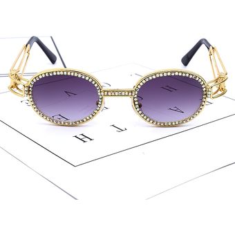 Vintage pequeño diamante redondo gafas de sol diseñador demujer 