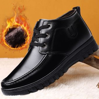 Botas de nieve de marca de lujo para hombre botines cálidos y gruesos botas de seguridad de cuero Formal para negocios y oficina 