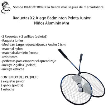 Raquetas X2 Juego Badminton Pelota Junior Niños Aluminio GENERICO