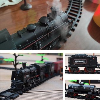 Con pilas de vapor de agua de tren clásico del tren de carga Locomotora Playset 